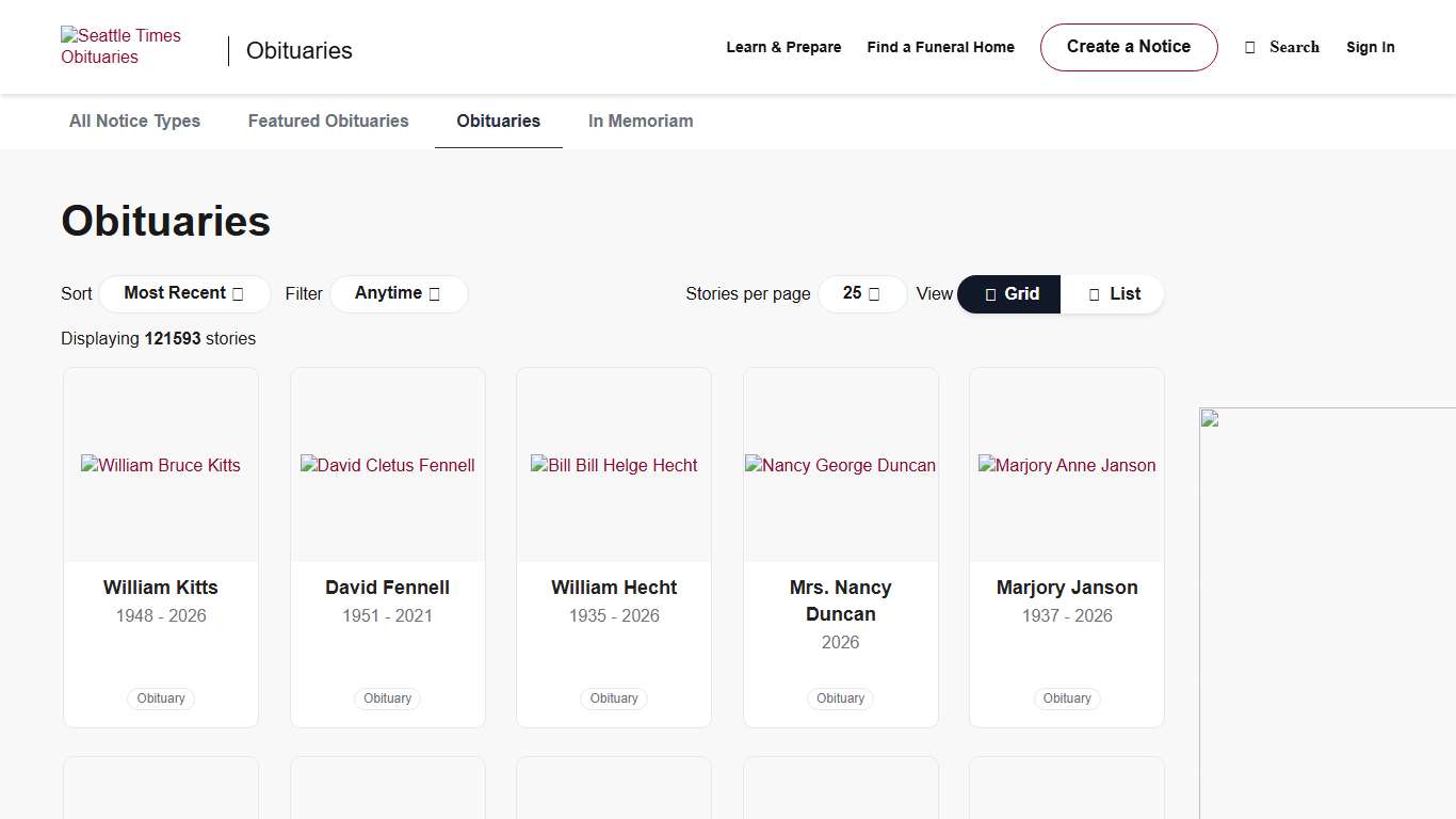 Seattle Times Obituaries