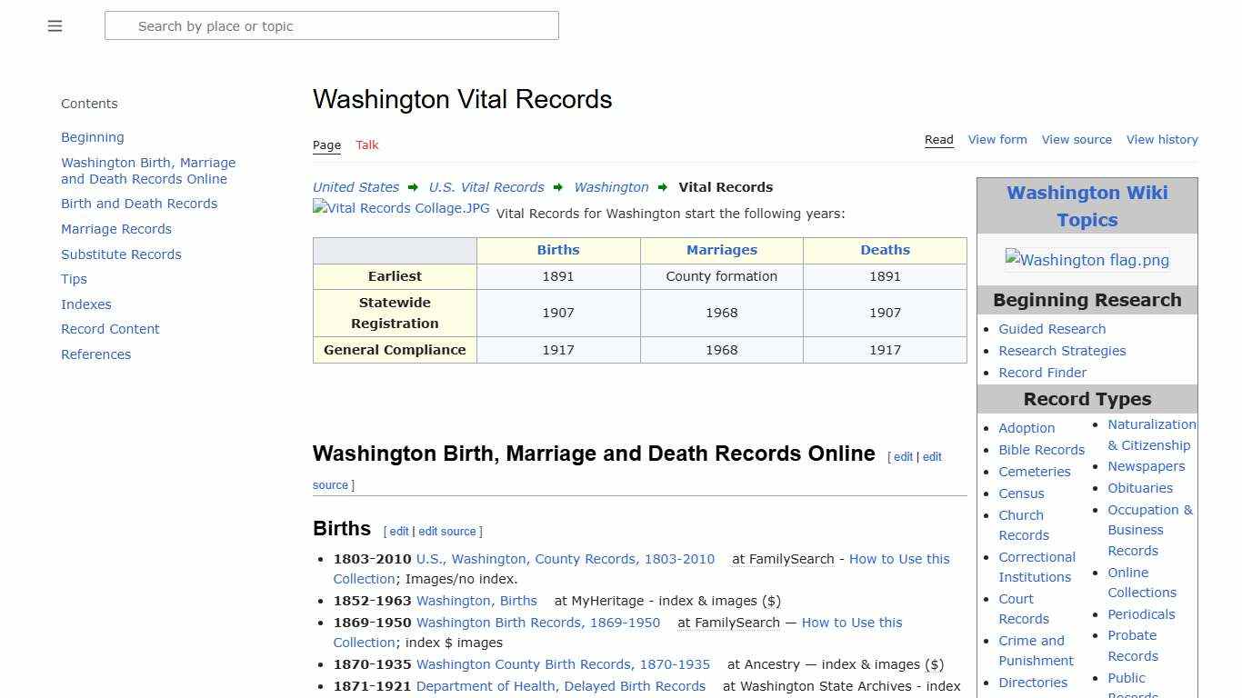 Washington Vital Records • FamilySearch